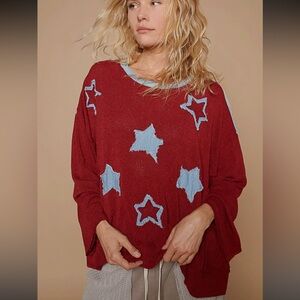 POL - Red Star Patterned Sweater